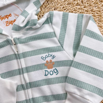 Conj. Jaqueta Baby Dog com capuz e Calça de Moletom - Verde
